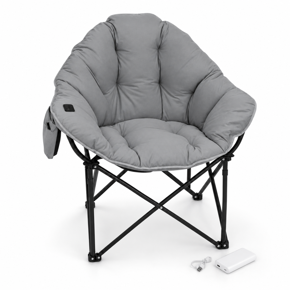Heated Folding Moon Chair – Plush Seat & Back Warmer