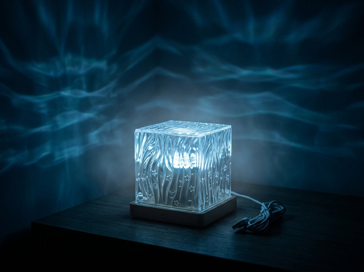 Ocean Wave Projector Light Lamp washing a room in colour