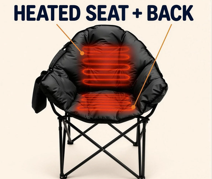Heated Folding Moon Chair – Plush Seat & Back Warmer